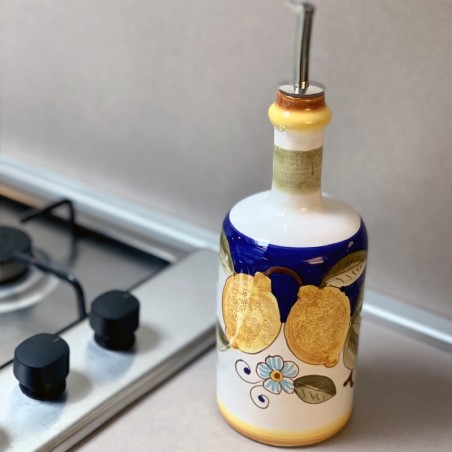 Oil bottle 0,75L 25,36oz Positano Light Handcrafted Deruta Pottery