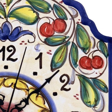 Horloge murale 36x24cm Frutti di Bosco Céramique artisanale italienne originale de Deruta