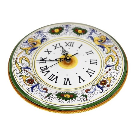 Round wall clock 12" Raffaellesco Italian Pottery