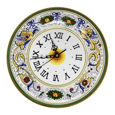 Horloge murale rond 30cm Raffaellesco Céramique artisanale italienne originale de Deruta
