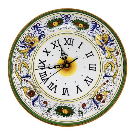 Round wall clock 12" Raffaellesco Italian Pottery
