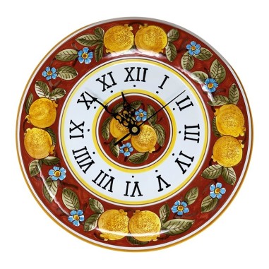 Orologio tondo 30cm Positano Rosso  ceramica di deruta