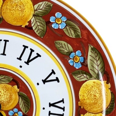Orologio tondo 30cm Positano Rosso  ceramica di deruta