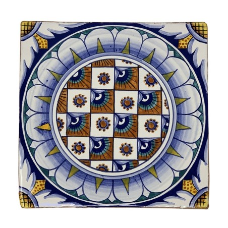 Carreau décoratif 20x20 cm Milano Céramique artisanale italienne originale de Deruta