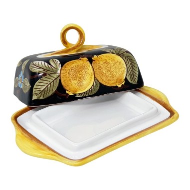Butter dish 8" Positano Nero Italian Pottery