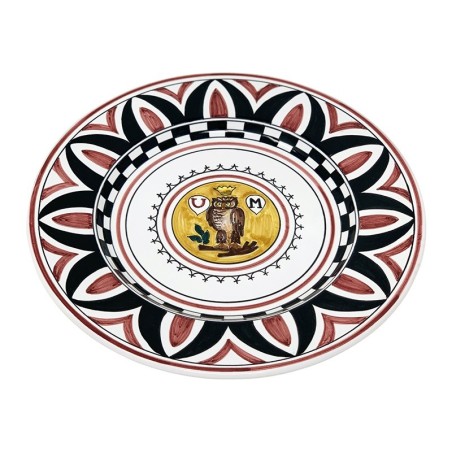 Assiette de table Palio di Siena - Civetta Céramique artisanale italienne originale de Deruta