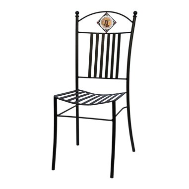 Iron chair with seat 16x16" h18" Palio di Siena decoration
