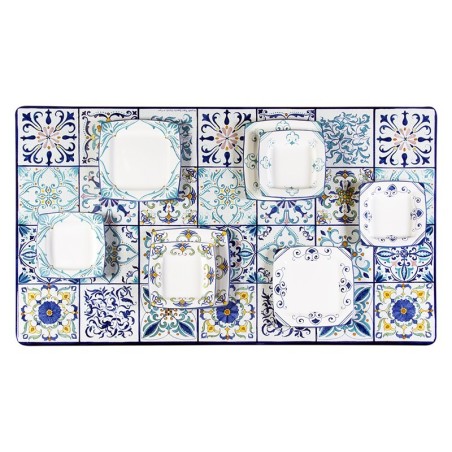 Table en pierre de lave Mediterraneo Céramique artisanale italienne originale de Deruta