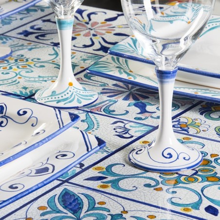 Table en pierre de lave Mediterraneo Céramique artisanale italienne originale de Deruta