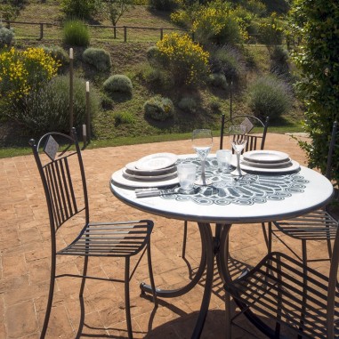 Table en pierre de lave Assisi Céramique artisanale italienne originale de Deruta