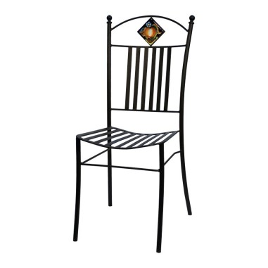 Iron chair with seat 16x16" h18" Sicilia decoration Handcrafted Deruta Pottery