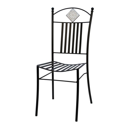 Iron chair with seat 16x16" h18" Assisi decoration Italian Pottery