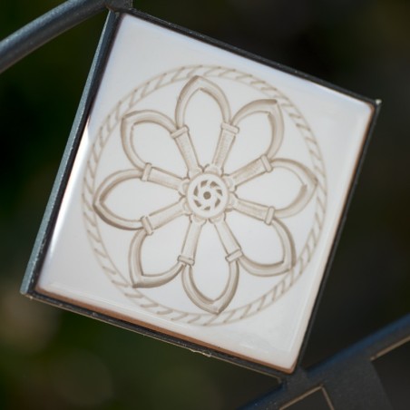 Iron chair with seat 16x16" h18" Assisi decoration Italian Pottery