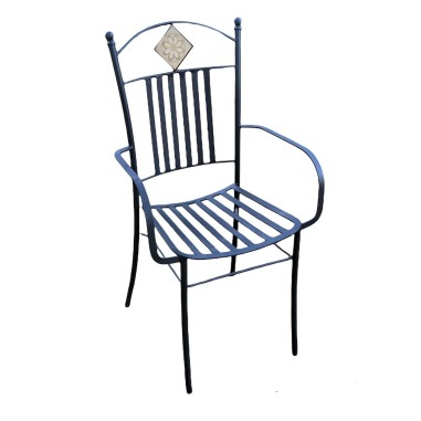 Iron chair with seat 16x16" h18" Assisi decoration Handcrafted Deruta Pottery