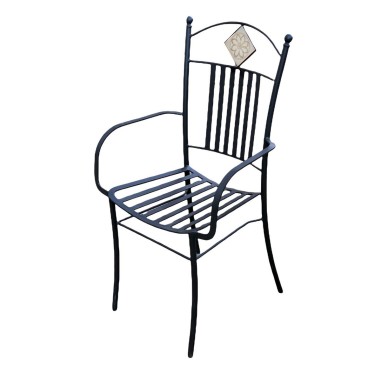 Iron chair with seat 16x16" h18" Assisi decoration Handcrafted Deruta Pottery