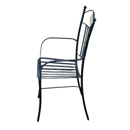 Iron chair with seat 16x16" h18" Assisi decoration Italian Pottery