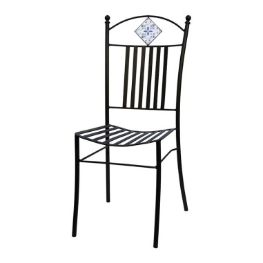 Chaise en fer 40x40cm Mediterraneo Céramique artisanale italienne originale de Deruta