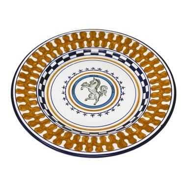 Piatto Tavola Palio di Siena - Leocorno  ceramica di deruta