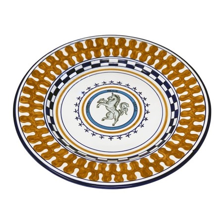 Assiette de table Palio di Siena - Leocorno Céramique artisanale italienne originale de Deruta