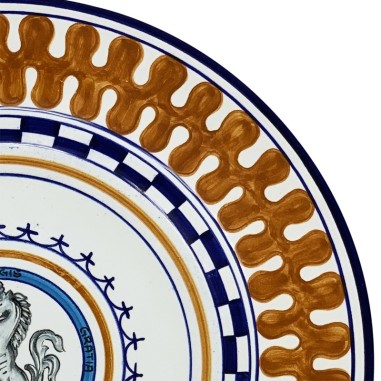 Assiette de table Palio di Siena - Leocorno Céramique artisanale italienne originale de Deruta