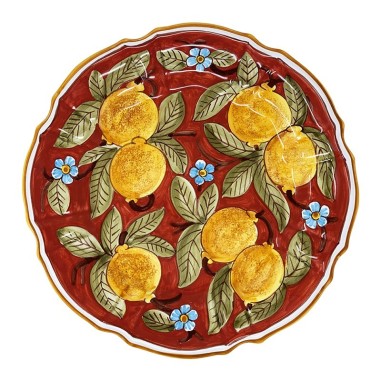 Scalloped "Gubbio" wall platter Positano Rosso