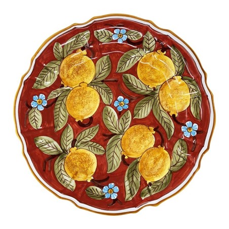 Scalloped "Gubbio" wall platter Positano Rosso