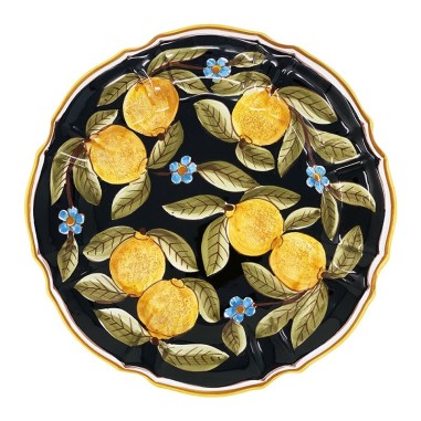 Assiette murale "Gubbio" Positano Noir Céramique artisanale italienne originale de Deruta