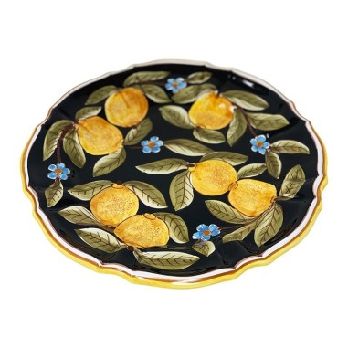 Piatto da muro "Gubbio" Positano Nero  ceramica di deruta