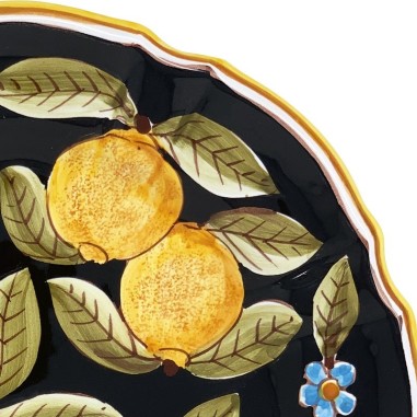 Assiette murale "Gubbio" Positano Noir Céramique artisanale italienne originale de Deruta