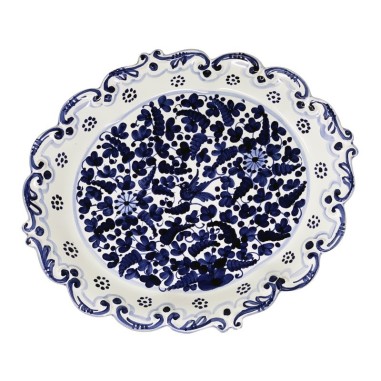 Plateau à bord festonné 33cm Arabesco Bleu