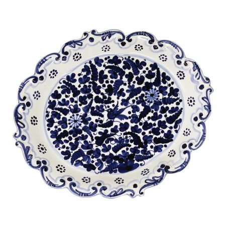 Plateau à bord festonné 33cm Arabesco Bleu