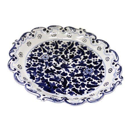 Plateau à bord festonné 33cm Arabesco Bleu