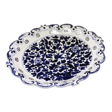 Plateau à bord festonné 33cm Arabesco Bleu