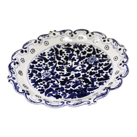Plateau à bord festonné 33cm Arabesco Bleu