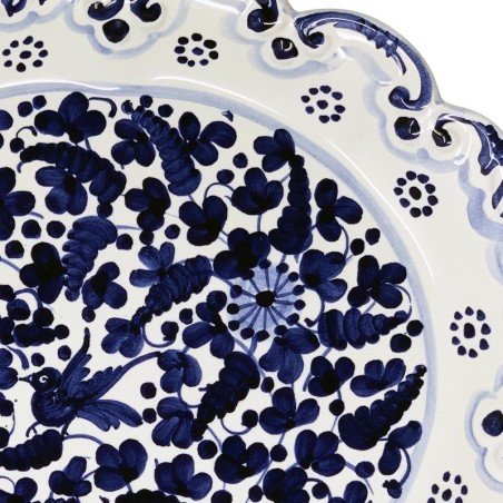 Scalloped oval tray 13" Arabesco Blu