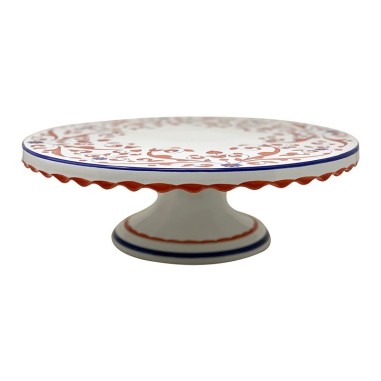 Plat à gâteau sur pied 35cm Asso di Cuori Céramique artisanale italienne originale de Deruta