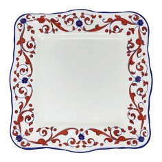 Plat à gâteau sur pied 35cm Asso di Cuori Céramique artisanale italienne originale de Deruta