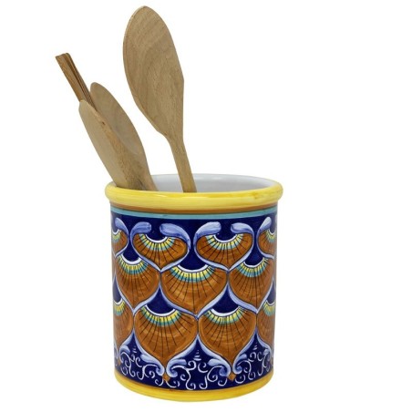 Utensil holders 7" Blu Peacock Italian Pottery