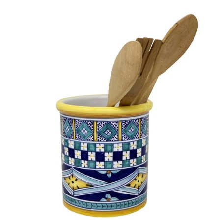 Utensil holders 7" Rombi Blu Italian Pottery