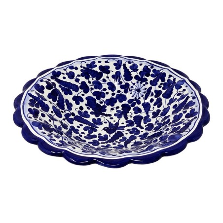 Coupe à fruits à bord festonné 25cm Arabesco Bleu Céramique artisanale italienne originale de Deruta