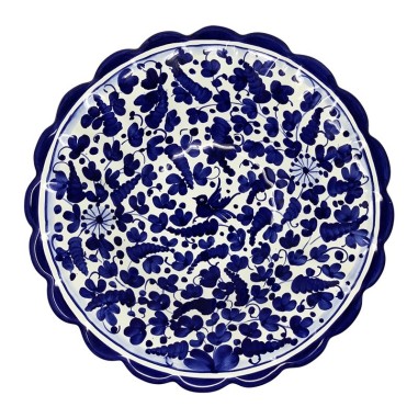 Coupe à fruits à bord festonné 25cm Arabesco Bleu Céramique artisanale italienne originale de Deruta