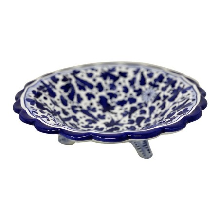 Pedestal bowl 10" Arabesco Blu Italian Pottery