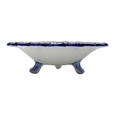 Pedestal bowl 10" Arabesco Blu Italian Pottery