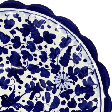 Coupe à fruits à bord festonné 25cm Arabesco Bleu Céramique artisanale italienne originale de Deruta