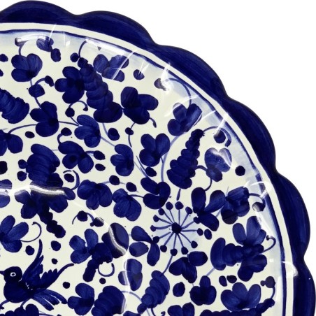 Coupe à fruits à bord festonné 25cm Arabesco Bleu Céramique artisanale italienne originale de Deruta
