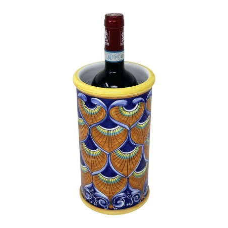 Wine holder 9" Blu Peacock Italian Pottery