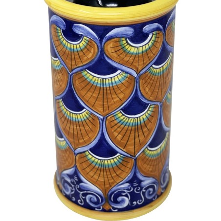 Wine holder 9" Blu Peacock Italian Pottery