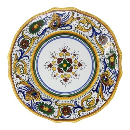 Assiette de table à bord festonné Raffaellesco Céramique artisanale italienne originale de Deruta
