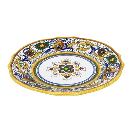 Assiette de table à bord festonné Raffaellesco Céramique artisanale italienne originale de Deruta