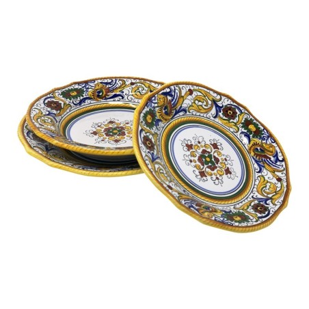 Assiette de table à bord festonné Raffaellesco Céramique artisanale italienne originale de Deruta